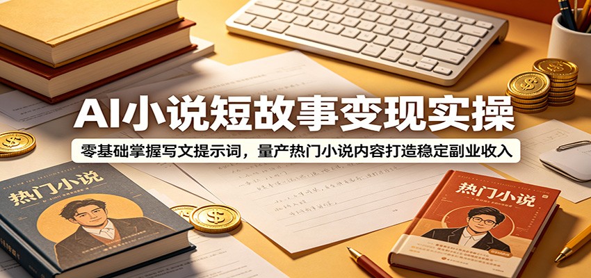 AI小说短故事变现实操：零基础掌握写文提示词，量产热门小说内容打造稳定副业收入-AI学习资源网