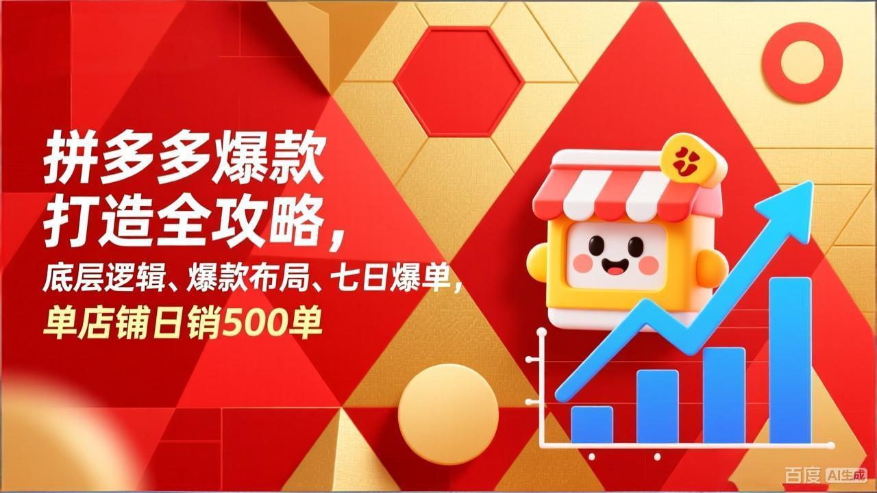 拼多多爆款打造全攻略，底层逻辑、爆款布局、七日爆单，单店铺日销500单-AI学习资源网
