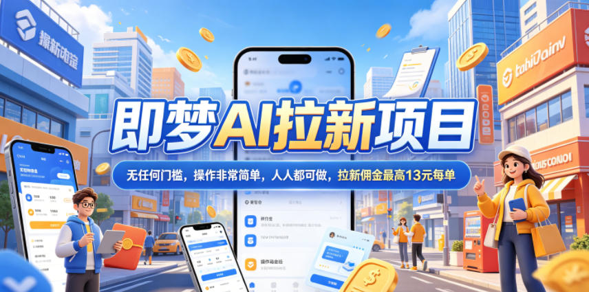 2026年即梦AI拉新项目最新玩法，无任何门槛，操作非常简单，人人都可做，拉新佣金最高13元每单-AI学习资源网