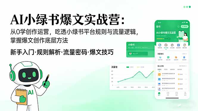 AI 小绿书爆文实战营：从0学创作运营，吃透小绿书平台规则与流量逻辑，掌握爆文创作底层方法-AI学习资源网