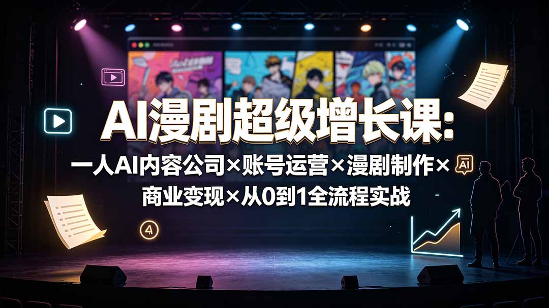 AI漫剧超级增长课：一人AI内容公司×账号运营×漫剧制作×商业变现×从0到1全流程实战-AI学习资源网