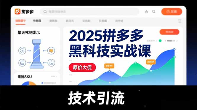 2025拼多多黑科技实战课，擎天柱玩法、爆流SKU、原价大促，技术引流，单店日销轻松破千单-AI学习资源网