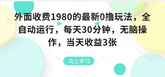 外面收费1980的最新0撸玩法，全自动挂G，每天30分钟，无脑操作，当天收益3张【揭秘】-AI学习资源网