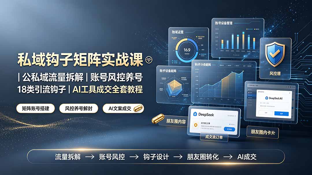 私域钩子矩阵实战课〓公私域流量拆解|账号风控养号|18类引流钩子|AI工具成交全套教程-AI学习资源网