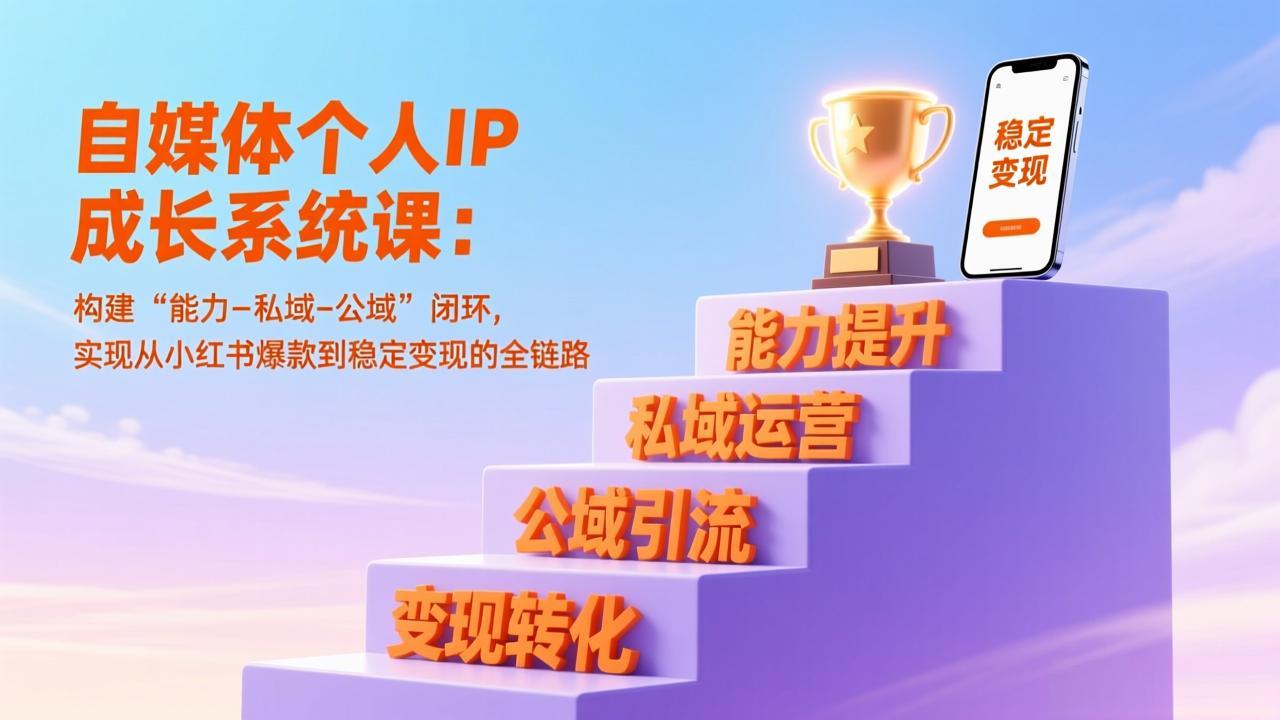 自媒体个人IP成长系统课：构建“能力-私域-公域”闭环，实现从小红书爆款到稳定变现的全链路-AI学习资源网