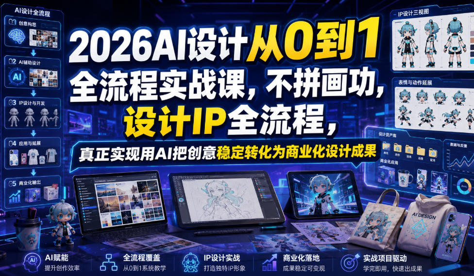 2026AI设计从0到1全流程实战课，不拼画功，设计IP全流程，真正实现用AI把创意稳定转化为商业化设计成果-AI学习资源网