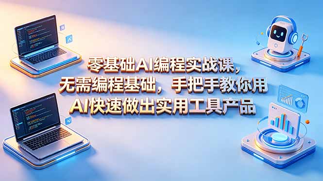 零基础AI编程实战课-更新，无需编程基础，手把手教你用AI快速做出实用工具产品-AI学习资源网