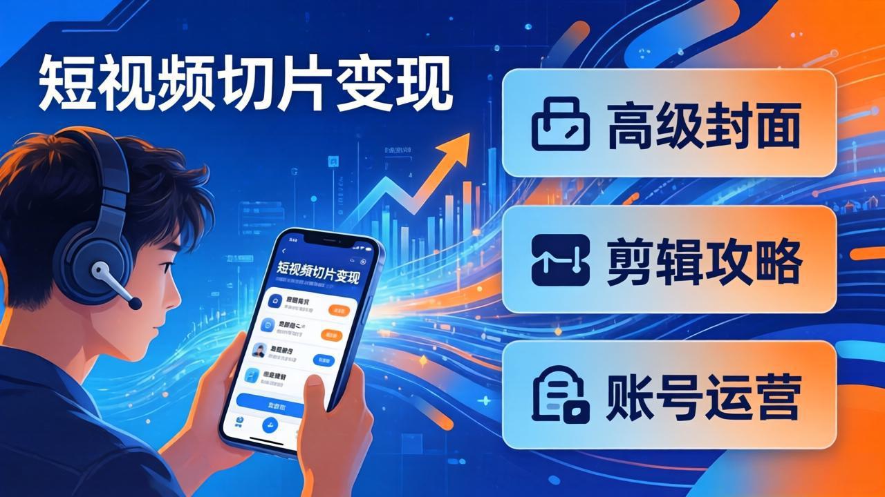 短视频切片变现速成班2.0：高级封面+剪辑攻略+账号运营，0基础小白快速入局副业-AI学习资源网