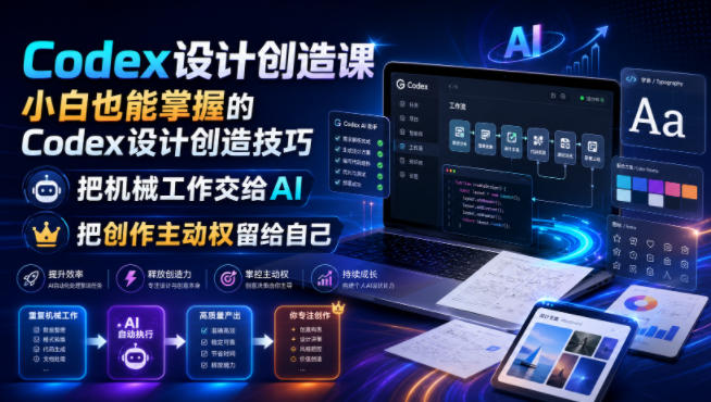 Codex设计创造课,小白也能掌握的Codex设计创造技巧,把机械工作交给AI,把创作主动权留给自己-AI学习资源网