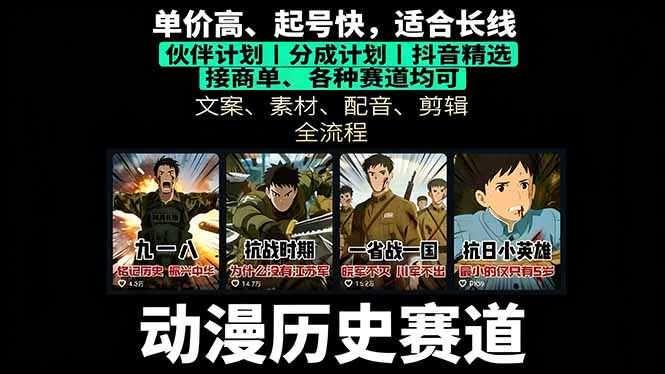 历史动漫赛道撸分成：起号、文案、素材、配音、剪辑，单视频收益破万-AI学习资源网