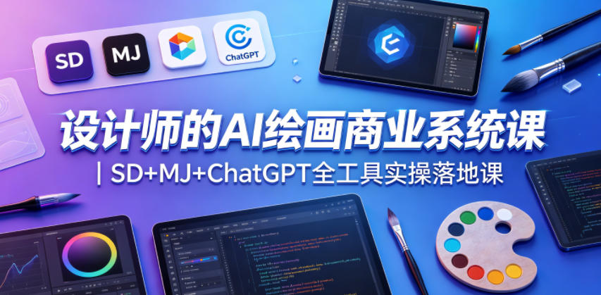 设计师的AI绘画商业系统课｜SD+MJ+ChatGPT全工具实操落地课-AI学习资源网