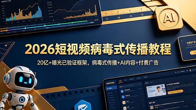 2026短视频病毒式传播教程：20亿+曝光已验证框架，病毒式传播+AI内容+付费广告-AI学习资源网