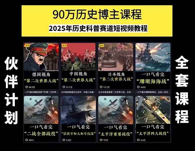 图片[1]-短视频历史赛道实战教程，手机电脑双端剪辑教程和账号运营指南与变现技巧-AI学习资源网