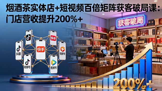 烟酒茶实体店+短视频百倍矩阵获客破局课：门店营收提升200%+-AI学习资源网