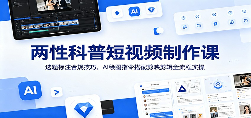 两性科普短视频制作课：选题标注合规技巧，AI绘图指令搭配剪映剪辑全流程实操-AI学习资源网