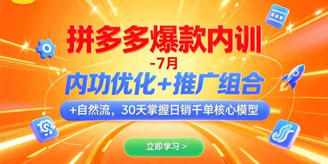 拼多多爆款内训-7月 内功优化+推广组合+自然流 30天掌握日销千单核心模型-AI学习资源网