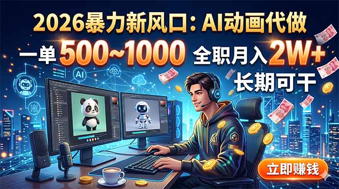 2026暴力新风口：AI动画代做，一单500~1000，全职月入2W+，长期可干-AI学习资源网