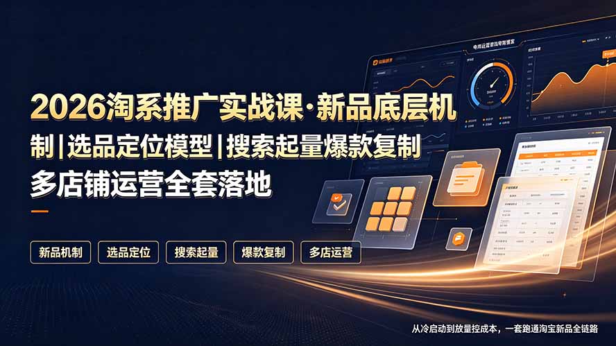 2026淘系推广实战课·新品底层机制|选品定位模型|搜索起量爆款复制多店铺运营全套落地教程-AI学习资源网