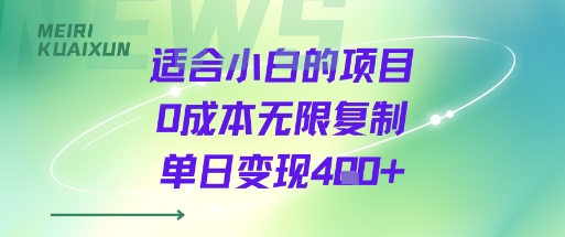 适合小白的项目0成本无限复制单日变现4张+-AI学习资源网
