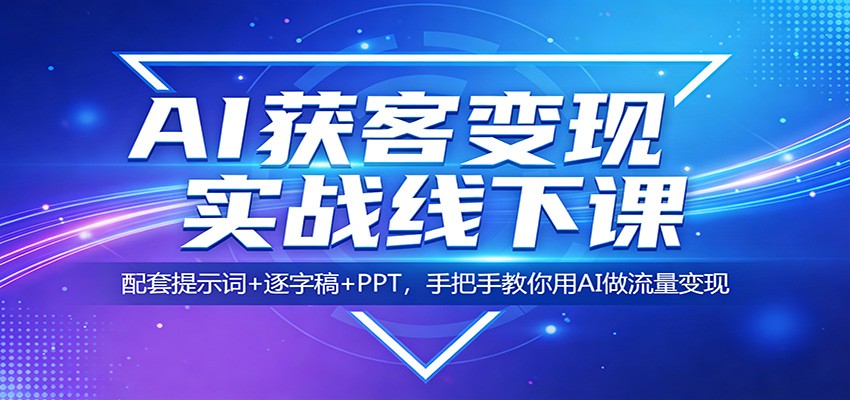 AI获客变现实战线下课：配套提示词+逐字稿+PPT，手把手教你用AI做流量变现-AI学习资源网