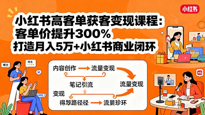 小红书高客单获客变现课程：客单价提升300%，打造月入10万+小红书商业闭环-AI学习资源网