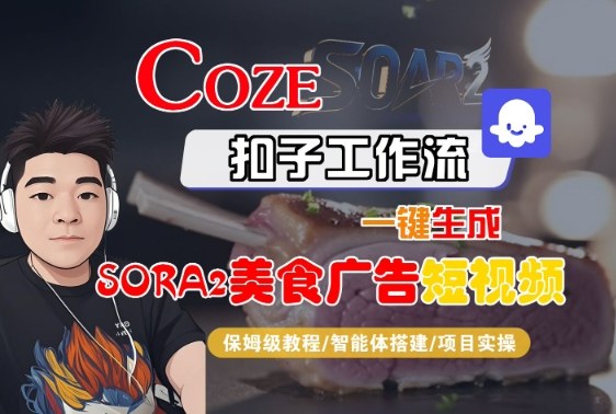 Coze扣子智能体工作流一键生成“SORA2美食广告“短视频，全流程保姆级教学-AI学习资源网
