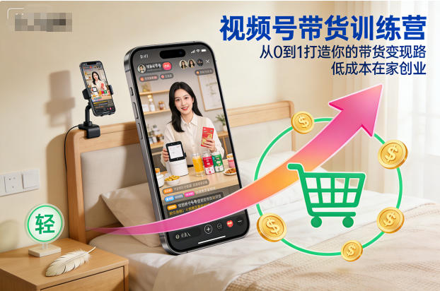 视频号带货训练营，从0到1打造你的带货变现路，低成本在家创业-AI学习资源网