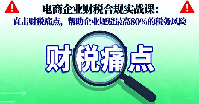 电商企业财税合规实战课，直击财税痛点，帮助企业规避最高80%的税务风险-AI学习资源网
