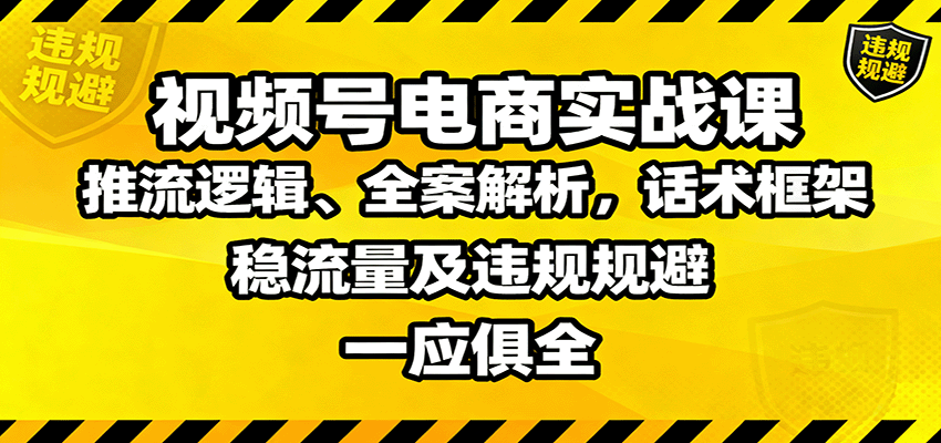 视频号电商实战课：推流逻辑、全案解析，话术框架，稳流量及违规规避等-AI学习资源网