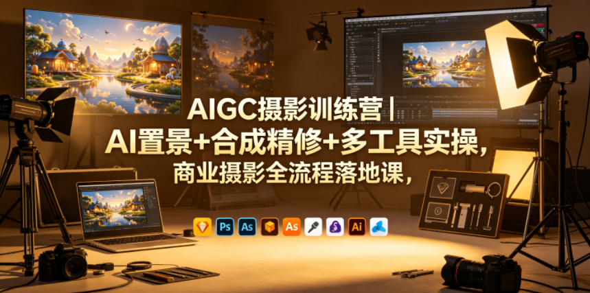 AIGC摄影训练营｜AI置景+合成精修+多工具实操，商业摄影全流程落地课-AI学习资源网