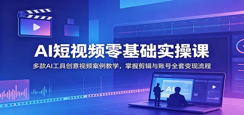AI短视频零基础实操课：多款AI工具创意视频案例教学，掌握剪辑与账号全套变现流程-AI学习资源网