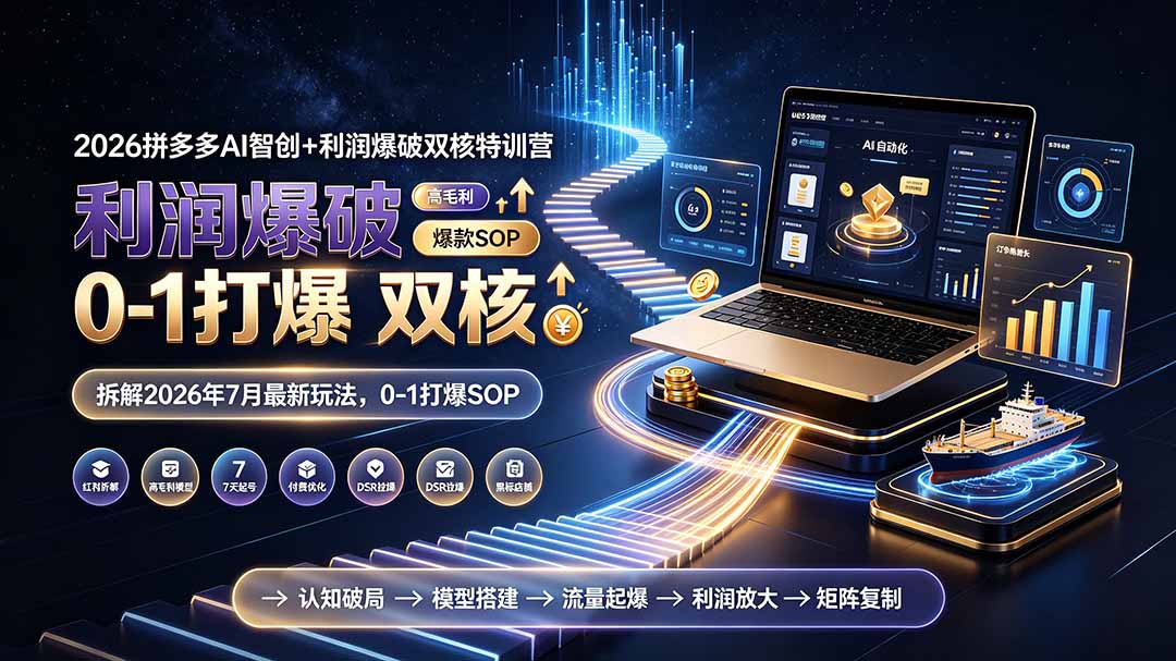 2026拼多多AI智创+利润爆破双核特训营-更新：拆解2026年7月最新玩法，0-1打爆SOP-AI学习资源网