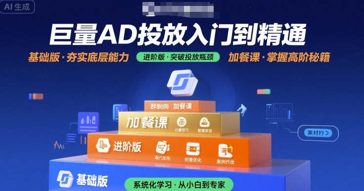 巨量AD投放入门到精通，基础版+进阶版+加餐课-AI学习资源网