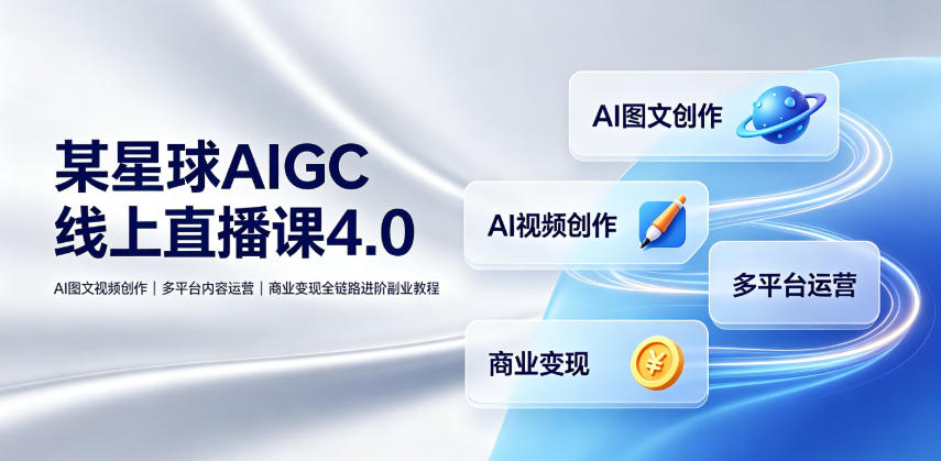某星球AIGC线上直播课4.0｜AI图文视频创作、多平台内容运营、商业变现全链路进阶副业教程-AI学习资源网