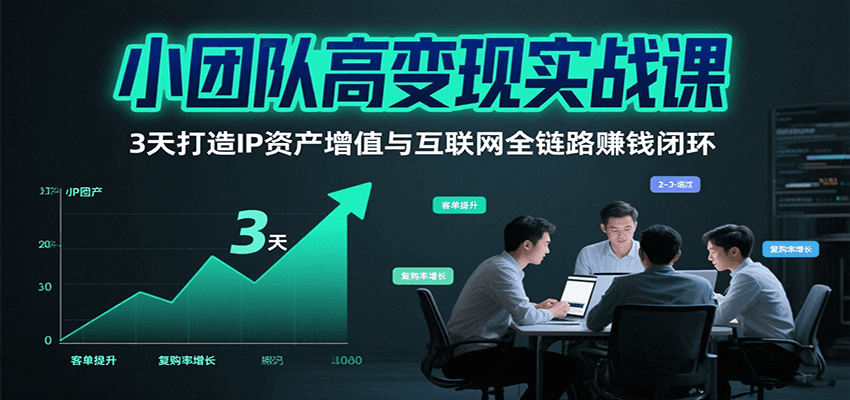 小团队高变现实战课，3天打造IP资产增值与互联网全链路赚钱闭环(第二期)-AI学习资源网