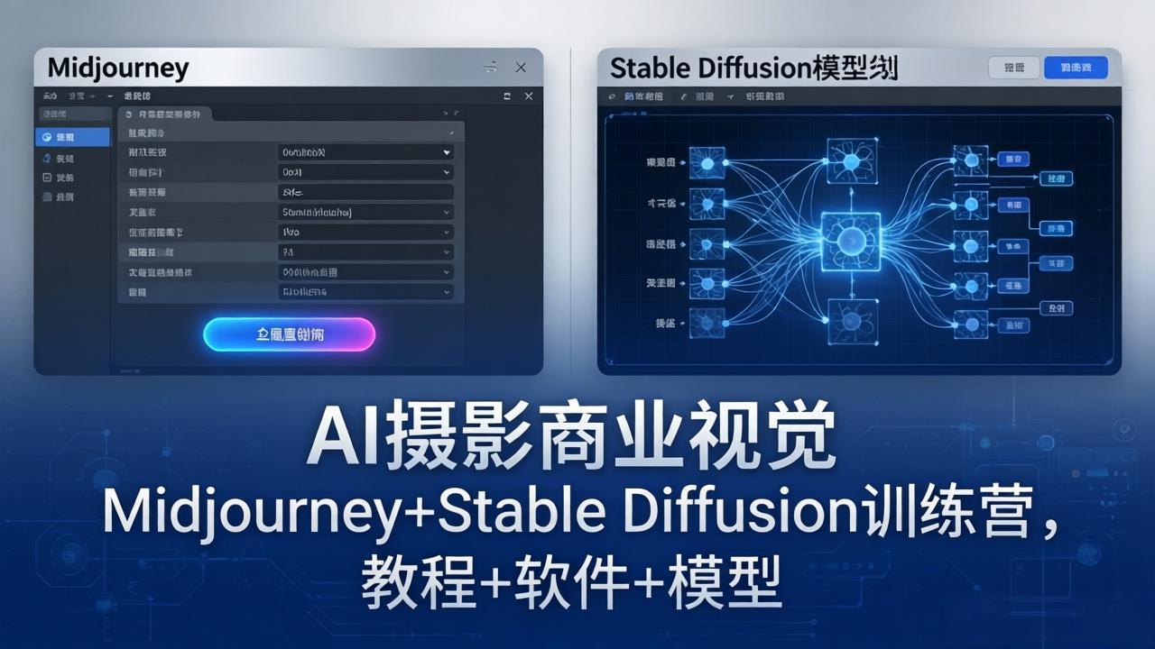 AI摄影商业视觉Midjourney+Stable Diffusion训练营，教程+软件+模型-AI学习资源网