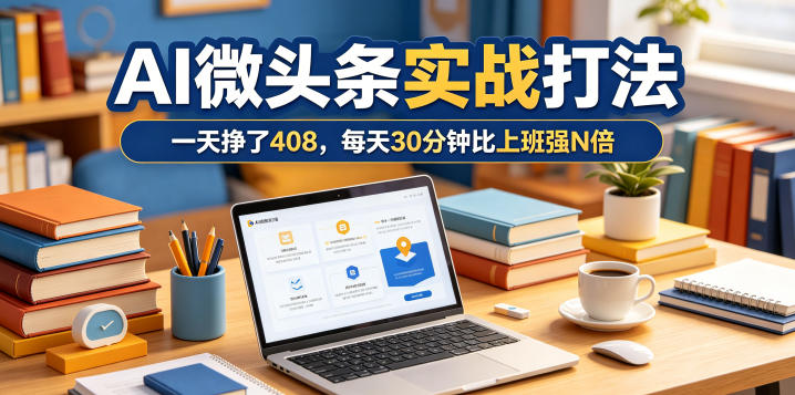 一天挣了408,AI微头条实战打法,每天30分钟比上班强N倍-AI学习资源网