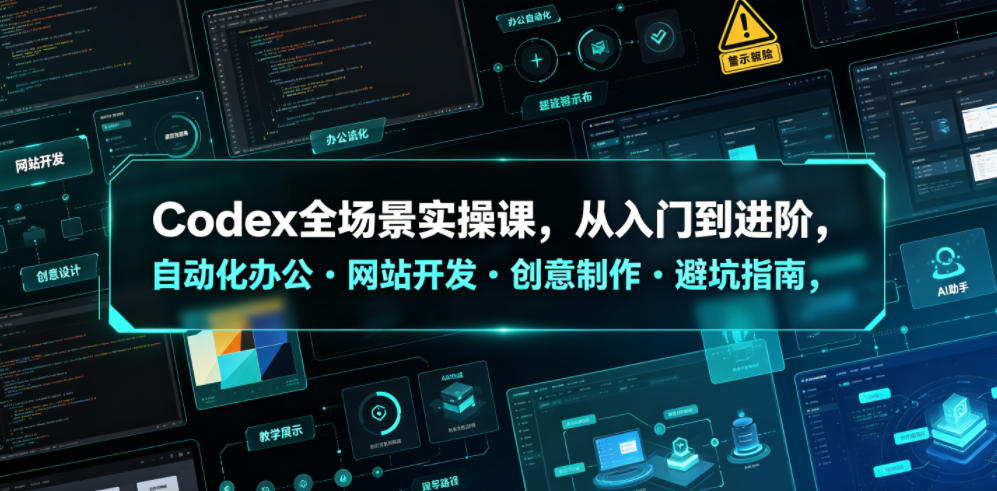 Codex全场景实操课,从入门到进阶,自动化办公・网站开发・创意制作・避坑指南,全流程教学-AI学习资源网