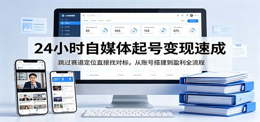 24小时自媒体起号变现速成，跳过赛道定位直接找对标，从账号搭建到盈利全流程-AI学习资源网