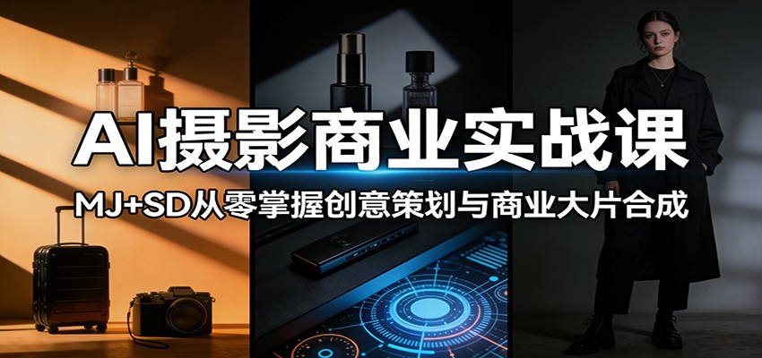 AI摄影商业实战课：MJ+SD从零掌握创意策划与商业大片合成-AI学习资源网