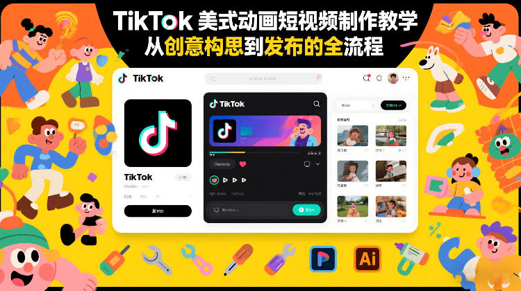 TikTok美式动画短视频制作教学，从创意构思到发布的全流程-AI学习资源网