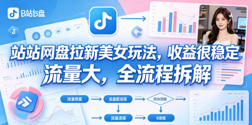 B站网盘拉新美女玩法，收益很稳定，流量大，全流程拆解-AI学习资源网
