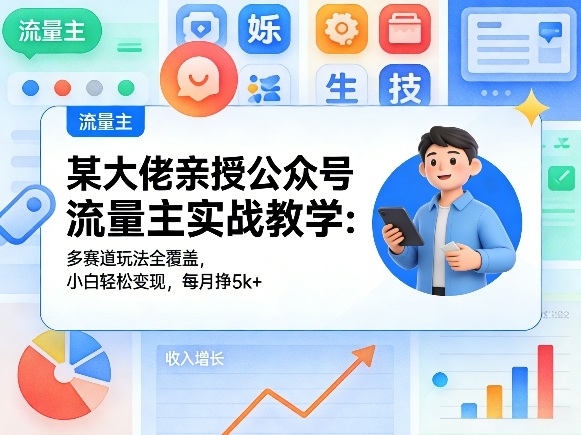 某大佬亲授公众号流量主实战教学：多赛道玩法全覆盖，小白轻松变现，每月多挣5k+-AI学习资源网