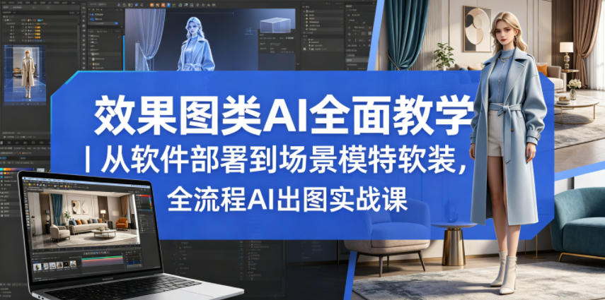 效果图类AI全面教学｜从软件部署到场景模特软装，全流程AI出图实战课-AI学习资源网