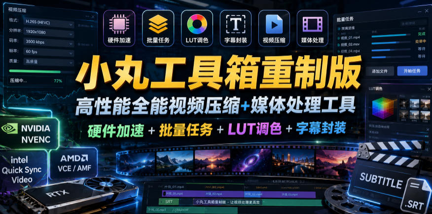 小丸工具箱重制版–高性能全能视频压缩+媒体处理工具｜硬件加速+批量任务+LUT调色+字幕封装-AI学习资源网