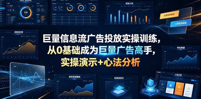 巨量信息流广告投放实操训练，从0基础成为巨量广告高手，实操演示+心法分析-AI学习资源网