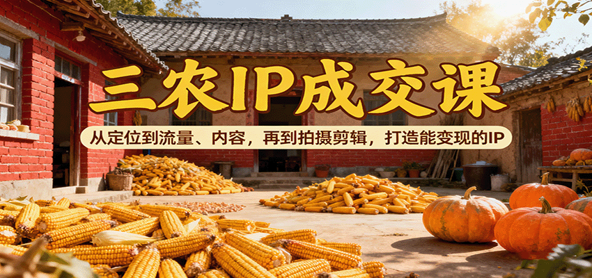 三农IP成交课：从定位到流量、内容，再到拍摄剪辑，打造能变现的IP-AI学习资源网