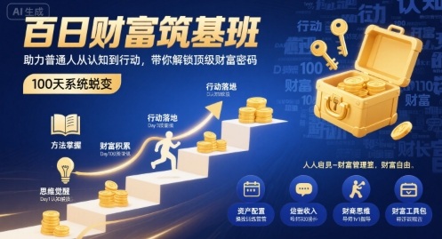 百日财富筑基班，助力普通人从认知到行动，带你解锁顶级财富密码-AI学习资源网
