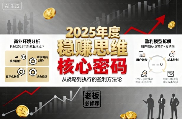 2025年度稳賺思维老板创业营，拆解2025年新商业环境下，企业实现持续盈利的核心密码-AI学习资源网