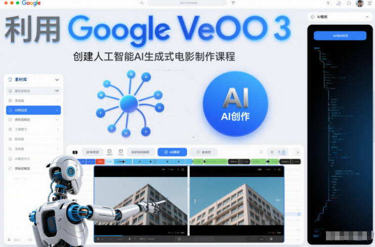 利l用Google Veo 3创建人工智能AI生成式电影制作课程，使用人工智能的力量创建令人惊叹的视频-AI学习资源网